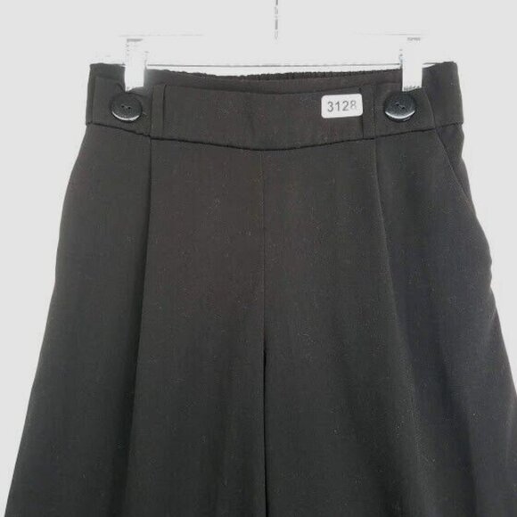 Zara TRF Collection Womens Black Pants Size Small Highrise Wide Leg Crop Buttons - Picture 2 of 7
